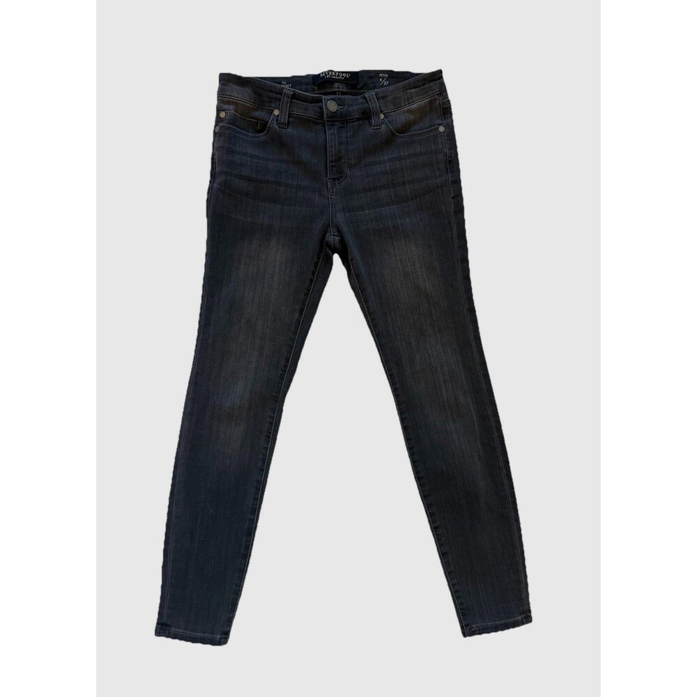 Liverpool Womens Jeans Mid-Rise Ankle The Skinny Denim Meteorite Gray Stretch 4